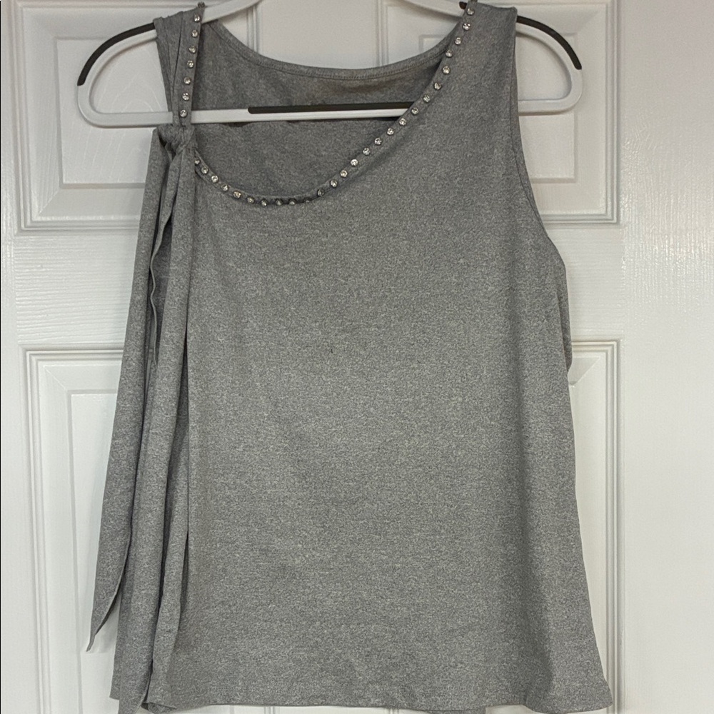 Elegant Gray Embellished Women's Blouse